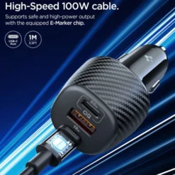 Spigen Ładowarki-ŁADOWARKA SAMOCHODOWA ESSENTIAL EV1133 3-PORTOWA 113W CZARNA