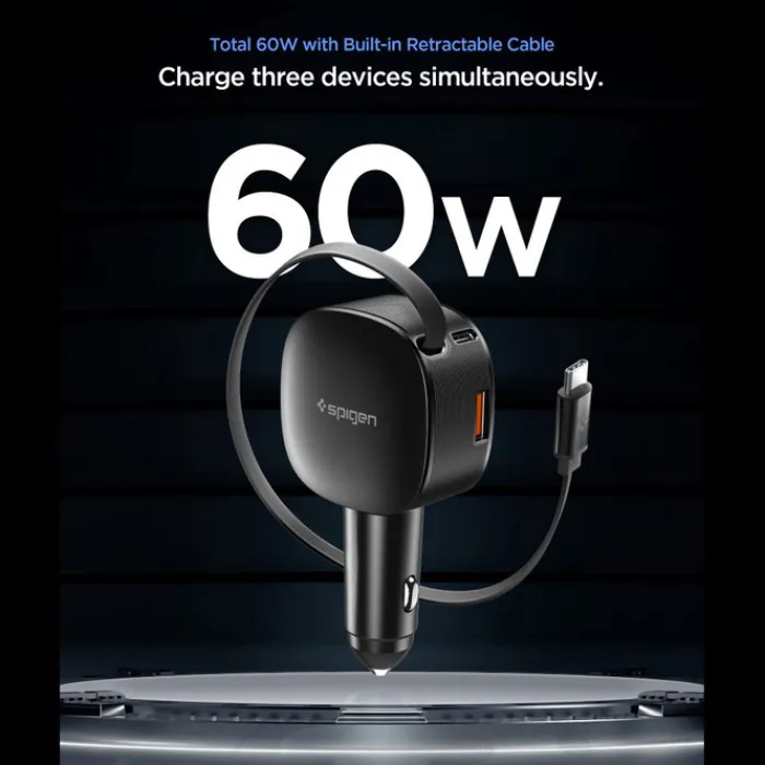 Spigen Ładowarki-ŁADOWARKA SAMOCHODOWA EV603BT ESSENTAIL 60W CZARNA