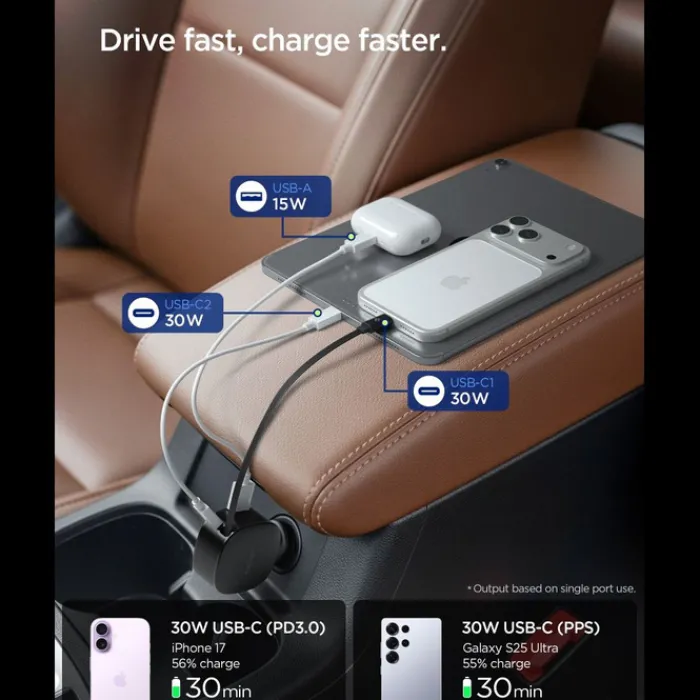 Spigen Ładowarki-ŁADOWARKA SAMOCHODOWA EV603BT ESSENTAIL 60W CZARNA