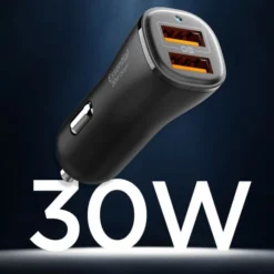 Spigen Ładowarki-ŁADOWARKA SAMOCHODOWA ESSENTIAL EV302 2-PORT CAR CHARGER 30W CZARNA