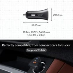 Spigen Ładowarki-ŁADOWARKA SAMOCHODOWA ESSENTIAL EV301 1-PORT CAR CHARGER 30W BLACK