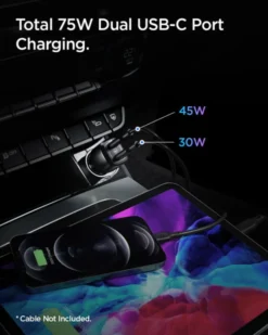 Spigen Ładowarki-Ładowarka Samochodowa Pc2200 Arcstation 2-port Car Charger Pd75w Black
