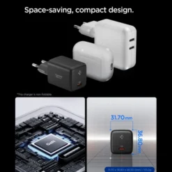 Spigen Ładowarki|Kable-ŁADOWARKA SIECIOWA EE451EU ESSENTIAL 1-PORT 45W Z KABLEM USB-C CZARNA