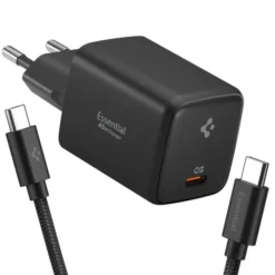 Spigen Ładowarki|Kable-ŁADOWARKA SIECIOWA EE451EU ESSENTIAL 1-PORT 45W Z KABLEM USB-C CZARNA
