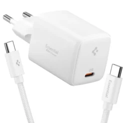 Spigen Ładowarki|Kable-ŁADOWARKA SIECIOWA EE451EU ESSENTIAL 1-PORT 45W Z KABLEM TYPE-C BIAŁA