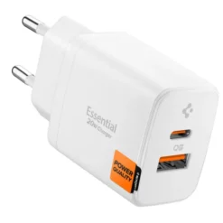 Spigen Ładowarki-ŁADOWARKA SIECIOWA ESSENTIAL EE202EU 2-PORTOWA 20W BIAŁA