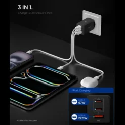 Spigen Ładowarki-ŁADOWARKA SIECIOWA ESSENTIAL EE673EU 3-PORTOWA 67W CZARNA