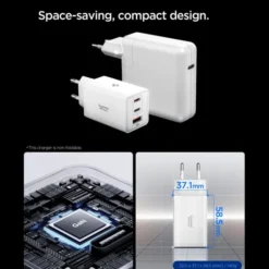 Spigen Ładowarki-ŁADOWARKA SIECIOWA ESSENTIAL EE673EU 3-PORTOWA 67W BIAŁA