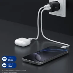 Spigen Ładowarki-ŁADOWARKA SIECIOWA ESSENTIAL EE352EU 2-PORTOWA 35W CZARNA