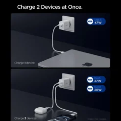 Spigen Ładowarki-ŁADOWARKA SIECIOWA ESSENTIAL EE472EU 2-PORTOWA 47W BIAŁA