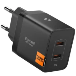 Spigen Ładowarki-ŁADOWARKA SIECIOWA ESSENTIAL EE472EU 2-PORTOWA 47W CZARNA