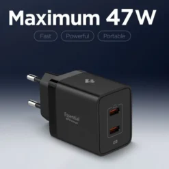 Spigen Ładowarki-ŁADOWARKA SIECIOWA ESSENTIAL EE472EU 2-PORTOWA 47W CZARNA