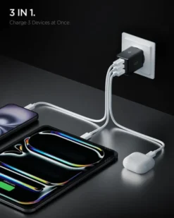 Spigen Ładowarki-ŁADOWARKA SIECIOWA ESSENTIAL 47W USB-C USB-A EE473EU CZARNA