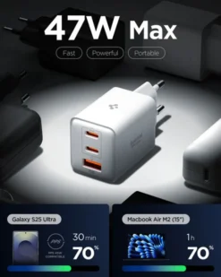 Spigen Ładowarki-ŁADOWARKA SIECIOWA USB-C USB-A ESSENTIAL 47W EE473EU BIAŁA
