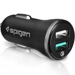 Spigen Ładowarki-Ładowarka F27qc Qc3.0 2-port Car Charger Black Czarna