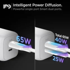 Spigen Ładowarki-Ładowarka Pe2106eu Powerarc 2-port Network Charger Pd65w White