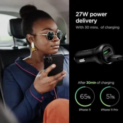 Spigen Ładowarki-Ładowarka STEADIBOOST F31QC 2-PORT CAR CHARGER PD27W/QC3.0 BLACK