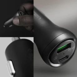 Spigen Ładowarki-Ładowarka STEADIBOOST F31QC 2-PORT CAR CHARGER PD27W/QC3.0 BLACK