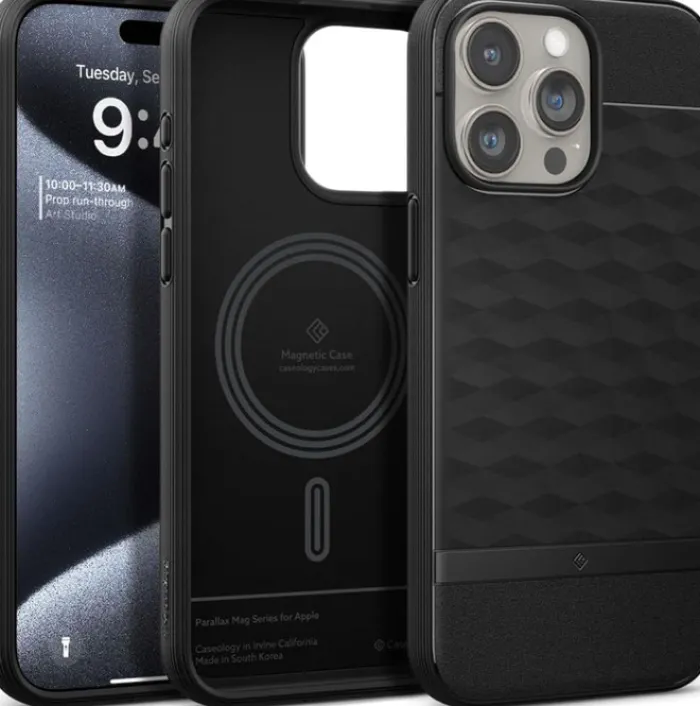 Spigen Iphone 15 Pro|Iphone 15 Pro-Etui Caseology Parallax Mag Magsafe iPhone 15 Pro Matte Black Case