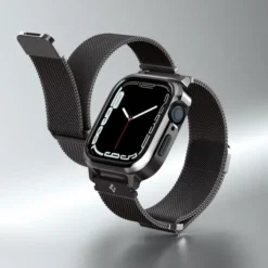 Spigen Apple Watch Se 44Mm|Apple Watch 9 45Mm-Etui i Pasek Metal Fit Pro Apple Watch SE 4 5 6 7 8 9 44 / 45 mm Grafitowe