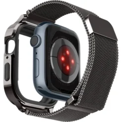 Spigen Apple Watch Se 44Mm|Apple Watch 9 45Mm-Etui i Pasek Metal Fit Pro Apple Watch SE 4 5 6 7 8 9 44 / 45 mm Grafitowe
