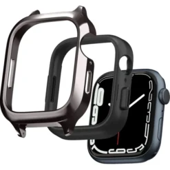 Spigen Apple Watch Se 44Mm|Apple Watch 9 45Mm-Etui i Pasek Metal Fit Pro Apple Watch SE 4 5 6 7 8 9 44 / 45 mm Grafitowe