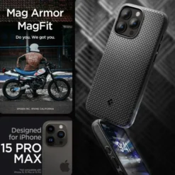 Spigen Iphone 15 Pro Max|Iphone 15 Pro Max-Etui iPhone 15 Pro Max Mag Armor Magsafe Matte Black Case