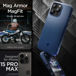 Spigen Iphone 15 Pro Max|Iphone 15 Pro Max-Etui iPhone 15 Pro Max Mag Armor Magsafe Navy Blue Case