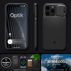 Spigen Iphone 15 Pro Max|Iphone 15 Pro Max-Etui iPhone 15 Pro Max Optik Armor Mag Magsafe Black Case