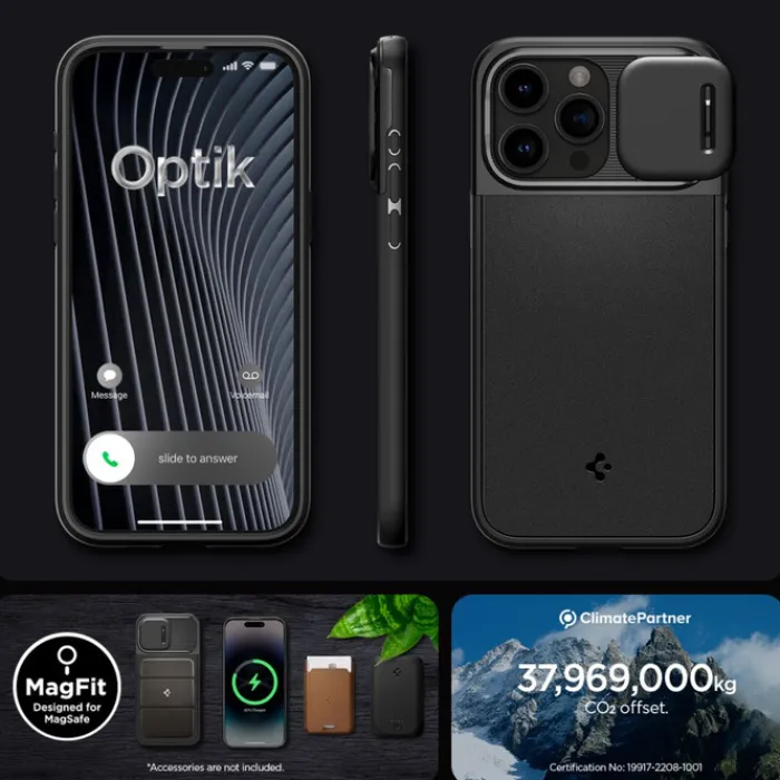 Spigen Iphone 15 Pro Max|Iphone 15 Pro Max-Etui iPhone 15 Pro Max Optik Armor Mag Magsafe Black Case