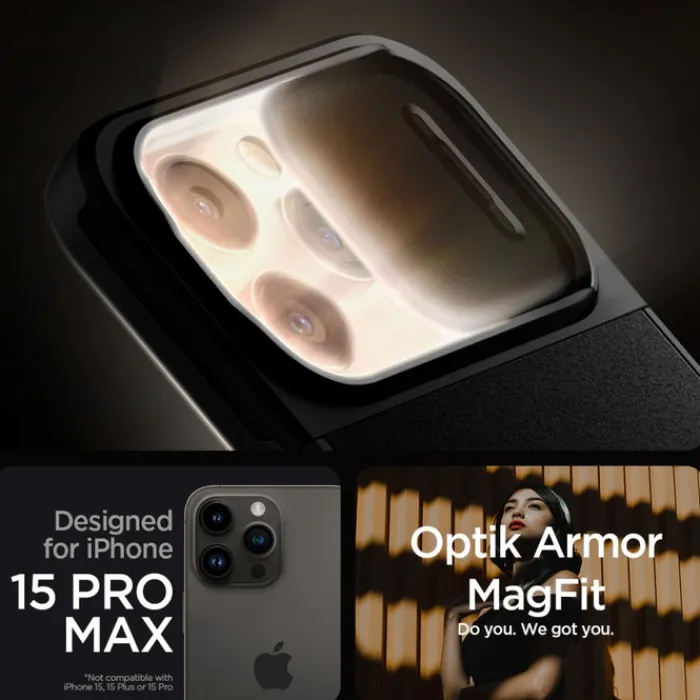 Spigen Iphone 15 Pro Max|Iphone 15 Pro Max-Etui iPhone 15 Pro Max Optik Armor Mag Magsafe Black Case