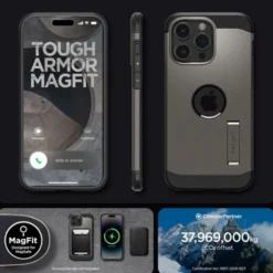 Spigen Iphone 15 Pro Max|Iphone 15 Pro Max-Etui iPhone 15 Pro Max Tough Armor Mag Magsafe Gunmetal