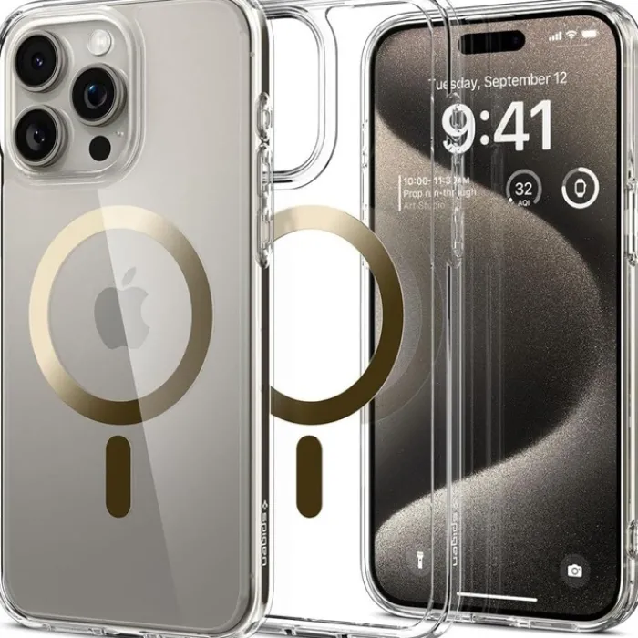 Spigen Iphone 15 Pro Max|Iphone 15 Pro Max-Etui iPhone 15 Pro Max Ultra Hybrid Mag Magsafe Gold Case