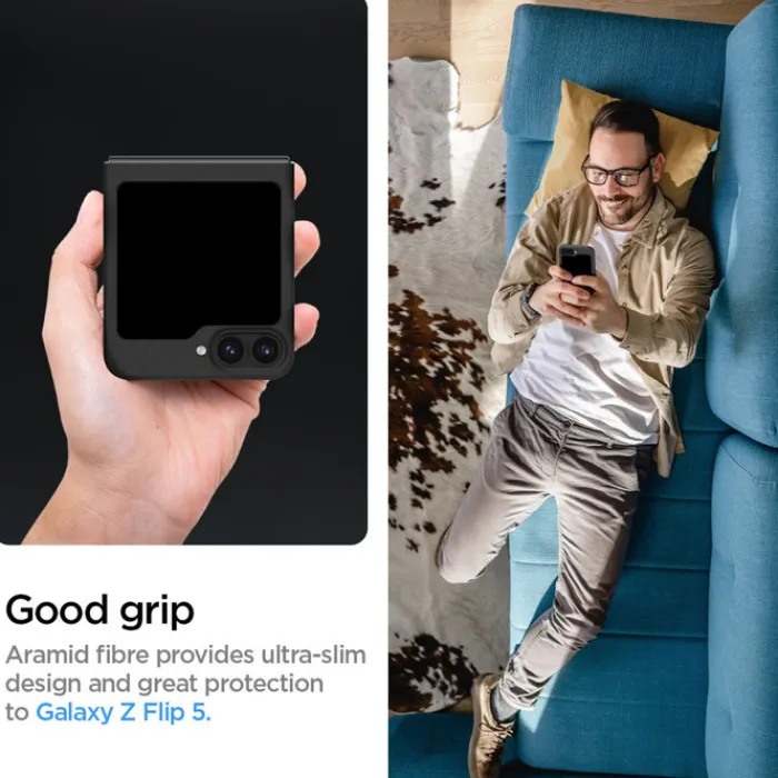 Spigen Samsung|Galaxy Z Flip 7 Fe-ETUI AIRSKIN SAMSUNG GALAXY Z FLIP 6 / 7 FE ARAMID BLACK