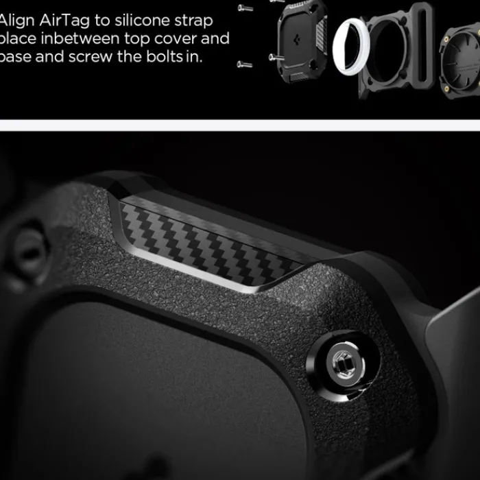 Spigen Etui Wodoszczelne|Lokalizatory-ETUI AIRTAG 1 / 2 TOUGH ARMOR PET COLLAR BLACK