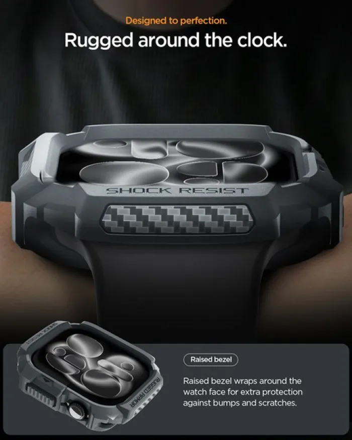 Spigen Apple Watch 11 46Mm|Apple-ETUI APPLE WATCH 11 46MM RUGGED ARMOR 2 DARK GRAY