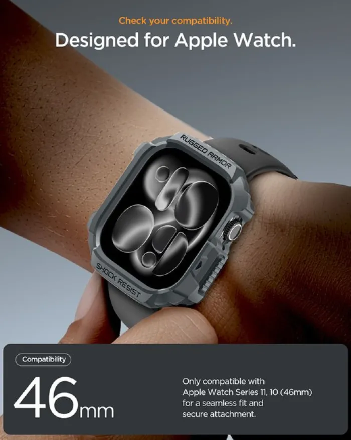 Spigen Apple Watch 11 46Mm|Apple-ETUI APPLE WATCH 11 46MM RUGGED ARMOR 2 DARK GRAY
