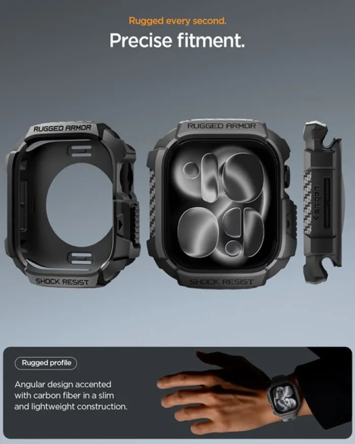 Spigen Apple Watch 11 42Mm|Apple-ETUI APPLE WATCH 11 42MM RUGGED ARMOR 2 MATTE BLACK
