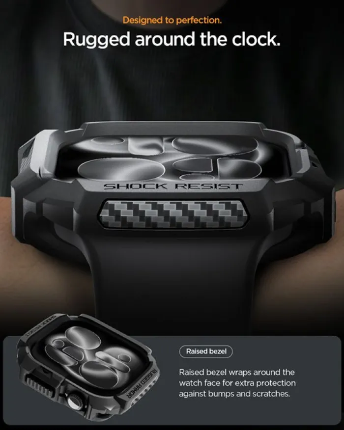 Spigen Apple Watch 11 42Mm|Apple-ETUI APPLE WATCH 11 42MM RUGGED ARMOR 2 MATTE BLACK