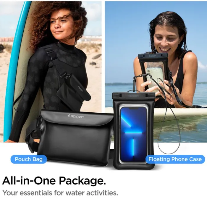Spigen Etui Wodoszczelne|Pływające-Etui A621 Universal Waterproof Case & Waist Bag Black