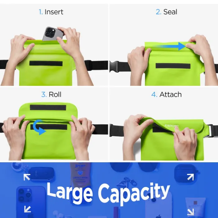 Spigen Etui Wodoszczelne|Wodoodporne-Etui A620 Universal Waterproof Waist Bag 2-pack Cactus Green Case