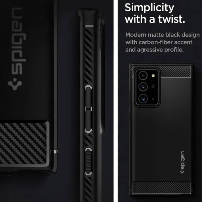 Spigen Galaxy Note 20|Samsung-Etui Galaxy Note 20 Ultra Rugged Armor Matte Black Czarne Case