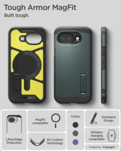 Spigen Pixel 10A|Google-ETUI GOOGLE PIXEL 10A TOUGH ARMOR MAG MAGSAFE ABYSS GREEN