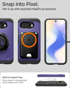 Spigen Pixel 10A|Google-ETUI GOOGLE PIXEL 10A TOUGH ARMOR MAG MAGSAFE ASH VIOLET