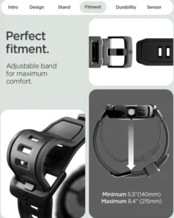 Spigen Pixel Watch 4 45Mm|Google-ETUI GOOGLE PIXEL WATCH 4 45mm RUGGED ARMOR PRO Z PODSTAWKĄ CZARNE