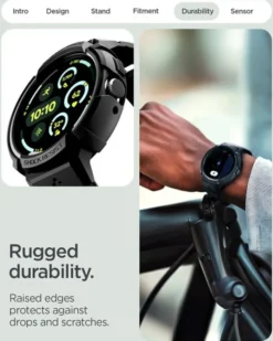 Spigen Pixel Watch 4 45Mm|Google-ETUI GOOGLE PIXEL WATCH 4 45mm RUGGED ARMOR PRO Z PODSTAWKĄ CZARNE