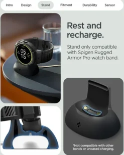 Spigen Pixel Watch 4 45Mm|Google-ETUI GOOGLE PIXEL WATCH 4 45mm RUGGED ARMOR PRO Z PODSTAWKĄ CZARNE