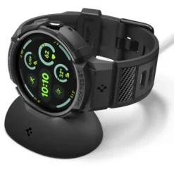Spigen Pixel Watch 4 45Mm|Google-ETUI GOOGLE PIXEL WATCH 4 45mm RUGGED ARMOR PRO Z PODSTAWKĄ CZARNE