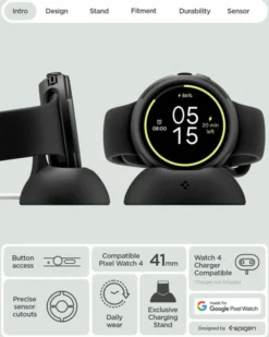Spigen Google-ETUI GOOGLE PIXEL WATCH 4 41MM LIQUID AIR + STAND MATTE BLACK
