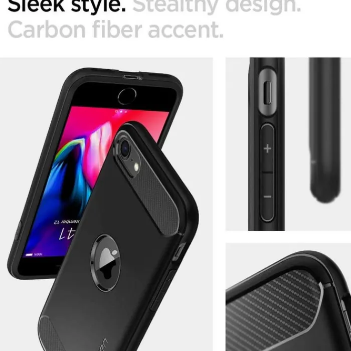 Spigen Iphone Se 2020|Apple-Etui iPhone SE 2022 2020 Rugged Armor Black Czarne Case